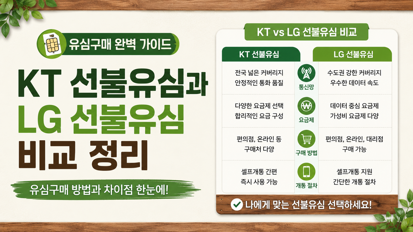 유심구매 가이드 KT 바로유심 LG 모두의 원칩 비교 및 선불폰 개통 방법