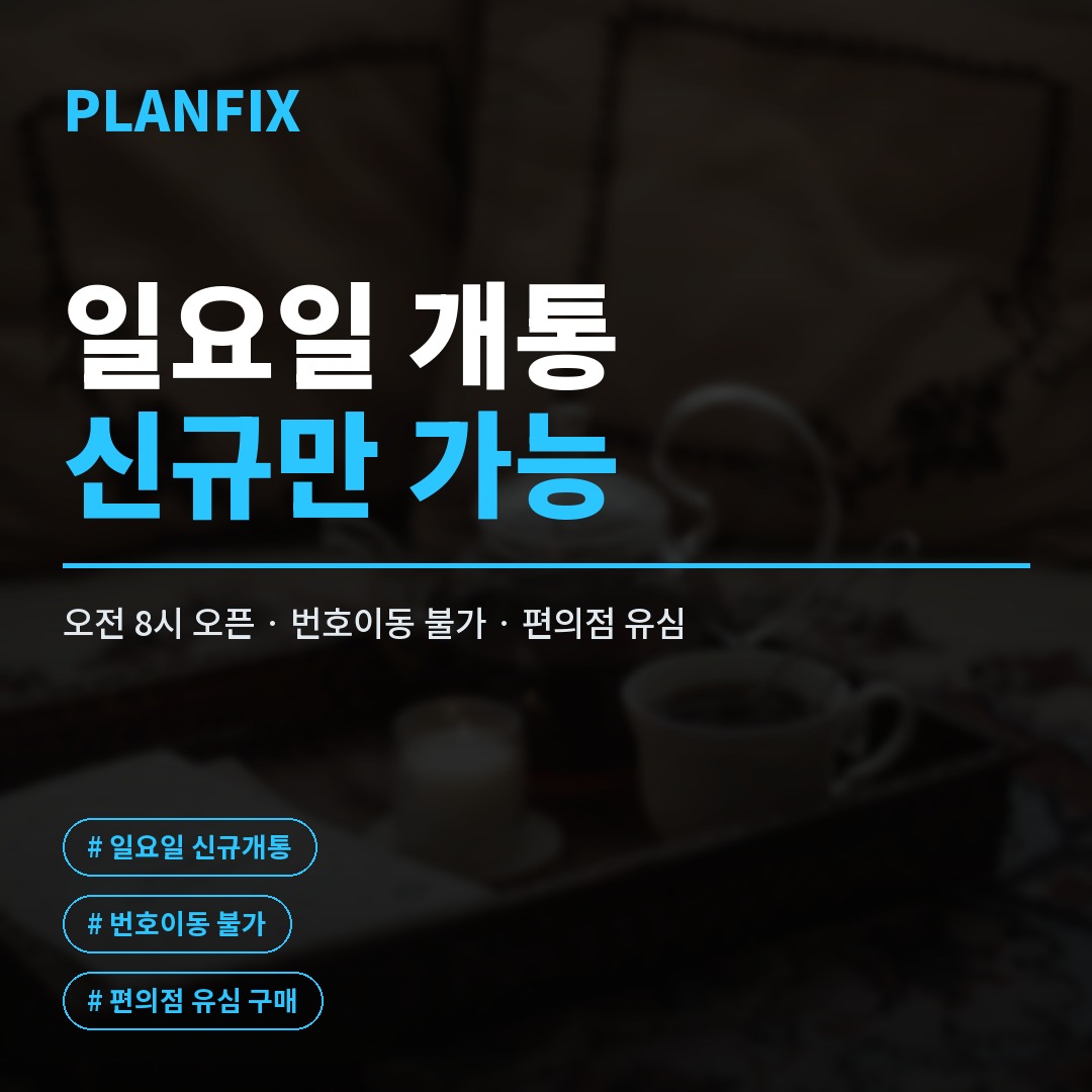 일요일 개통이 가능한 시간대와 신규·번호이동 차이를 안내하는 알뜰폰 개통 화면